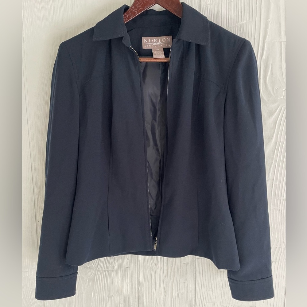 Norton McNaughton Navy Blue Zipper Jacket Women’s Size 6 Petite